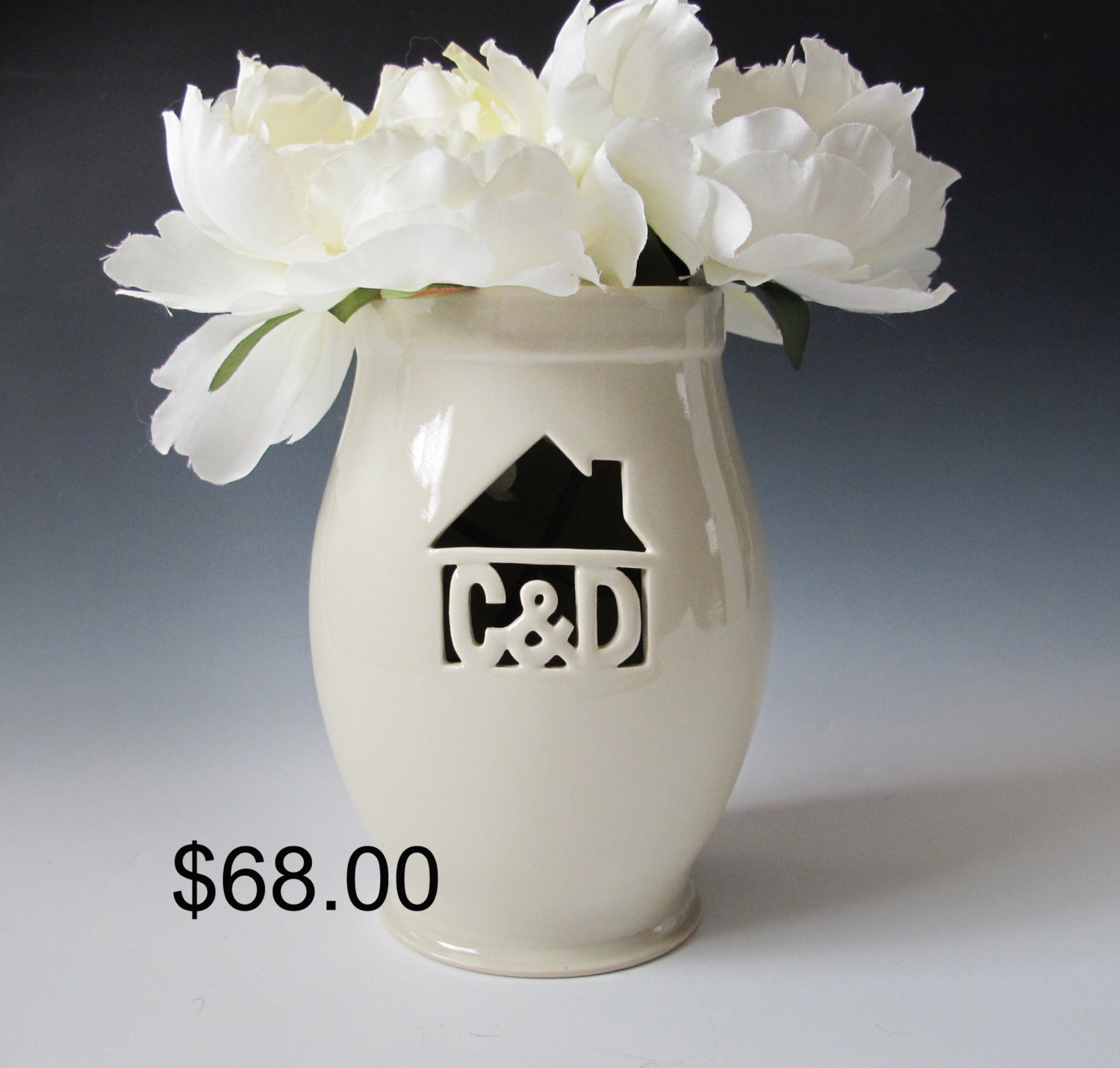 INFO ON .... Housewarming or Wedding Gift - Personalized vase with first initials - House and Home