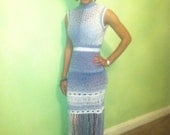 Boucle Dress - Ready to Wear - Blue and White