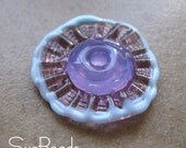 Lampwork Beads - SueBeads - Disc Shaped Beads - Ruffle Disc Beads - Crocus, Violet and Sky Blue Ruffle Disc - SRA M67