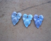 Enamel Beads - Enamel Leaf Charms - SueBeads - Blue Enamel Leaf Charms Set of 3 - Enameled Beads