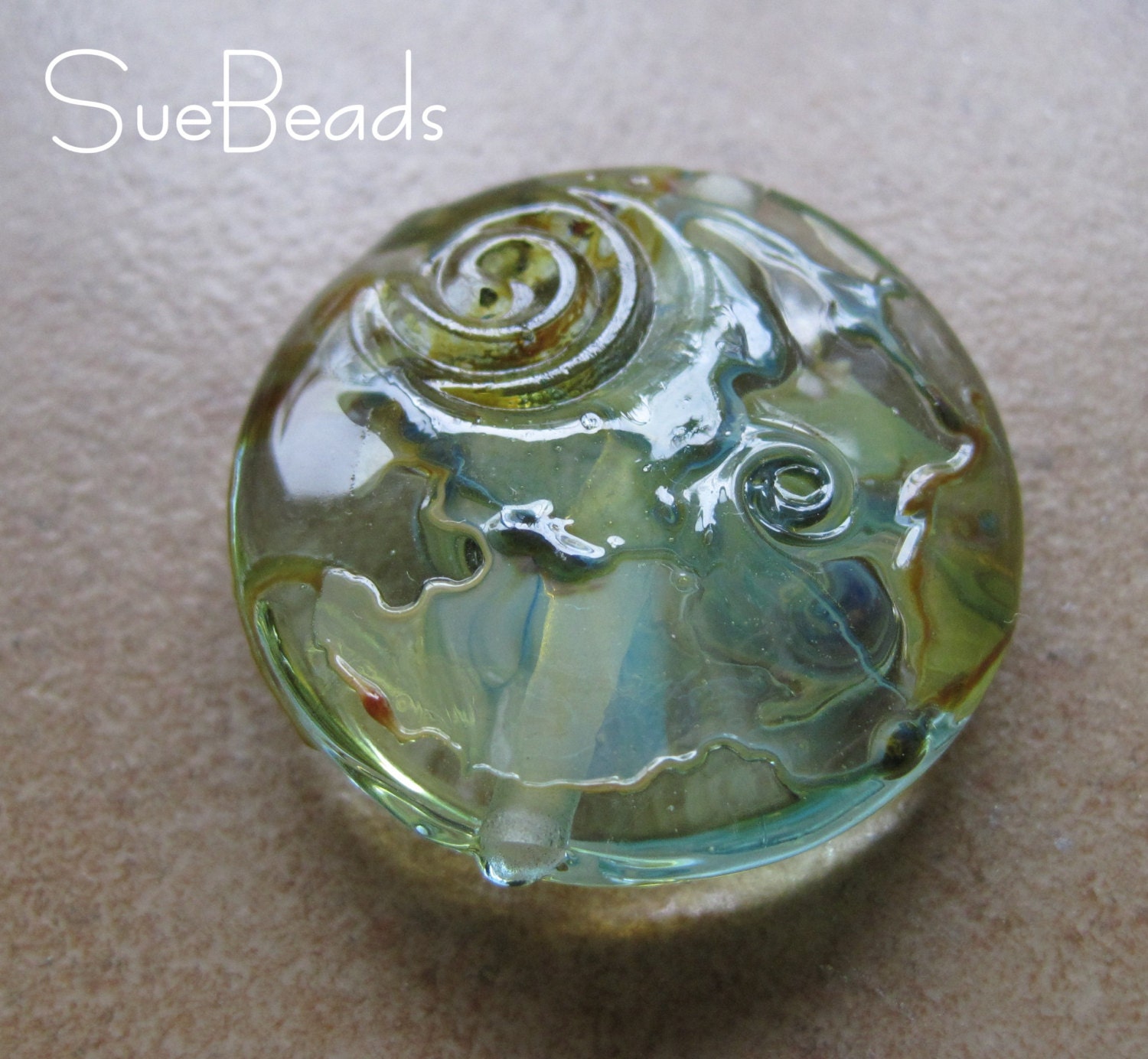 Lampwork Beads - Focal Beads - SueBeads - Big Round Focal 3 - Handmade Lampwork Beads - SRA M67