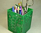 RECYCLED  Circuit Board PENCIL BOX Geekery Repurposed Desk Organizer pb10