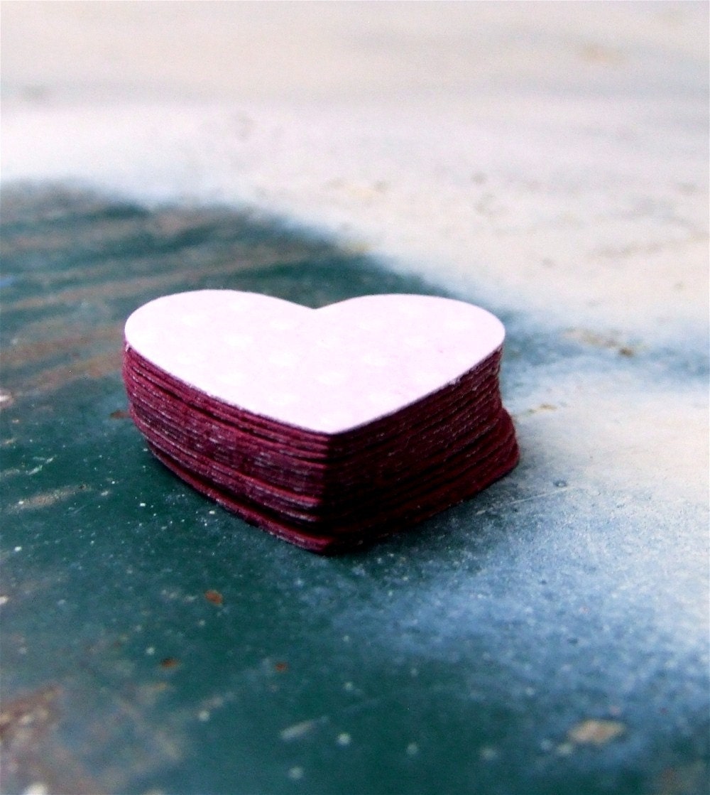 Paper heart stickers // 16 peel n' stick dotted hearts // seal your love letters, adorn your gift packages