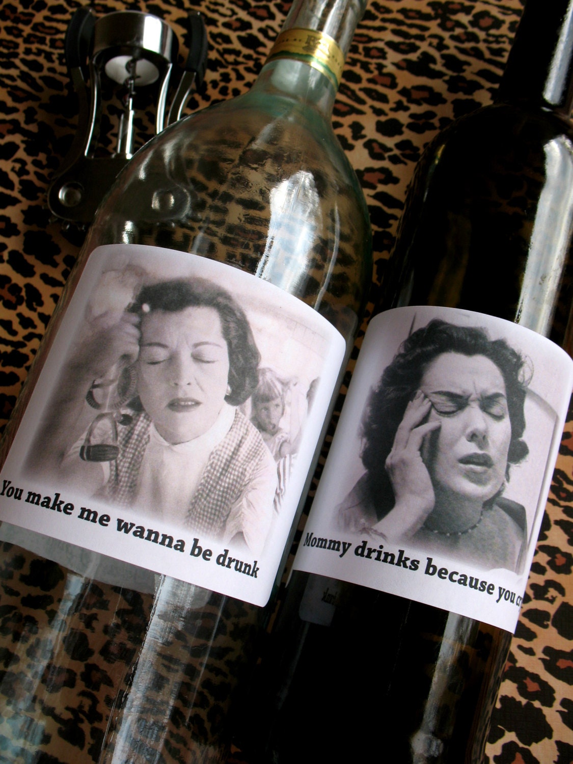Funny mom wine/booze labels. Set of 6 hilarious mom designs. Funny Mothers Day