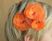 4 light orange flowers  for  bridesmaids and flower girls---head piece, hair pins