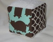 Blue Bears Fabric and Chenille Boutique Block Rattle