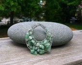 Polished Jade and Swarovski Crystal Wire Wrapped Pendant