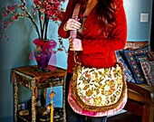 Vintage floral messenger bag