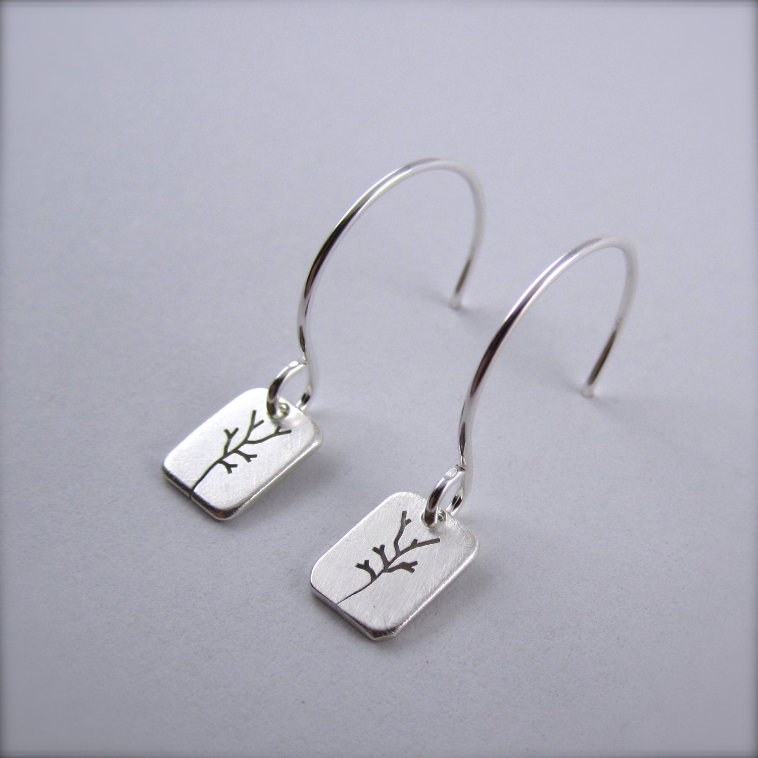 Tiny Silver Tree Earrings
