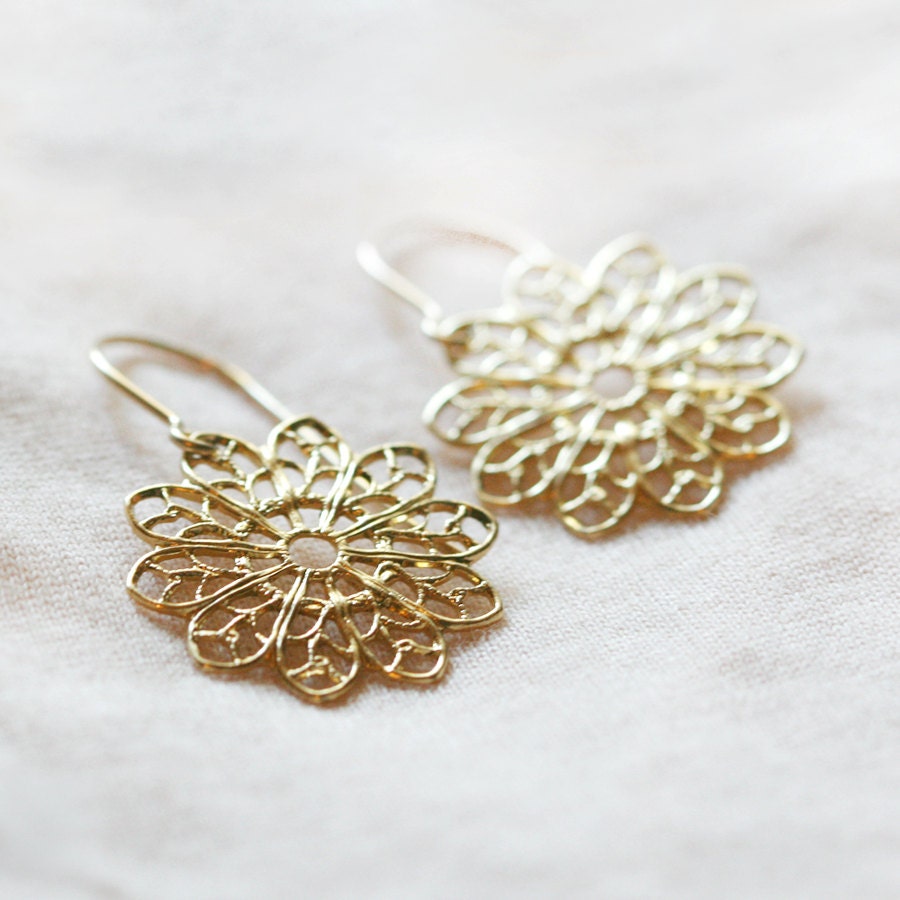 anna - gold filigree earrings by elephantine