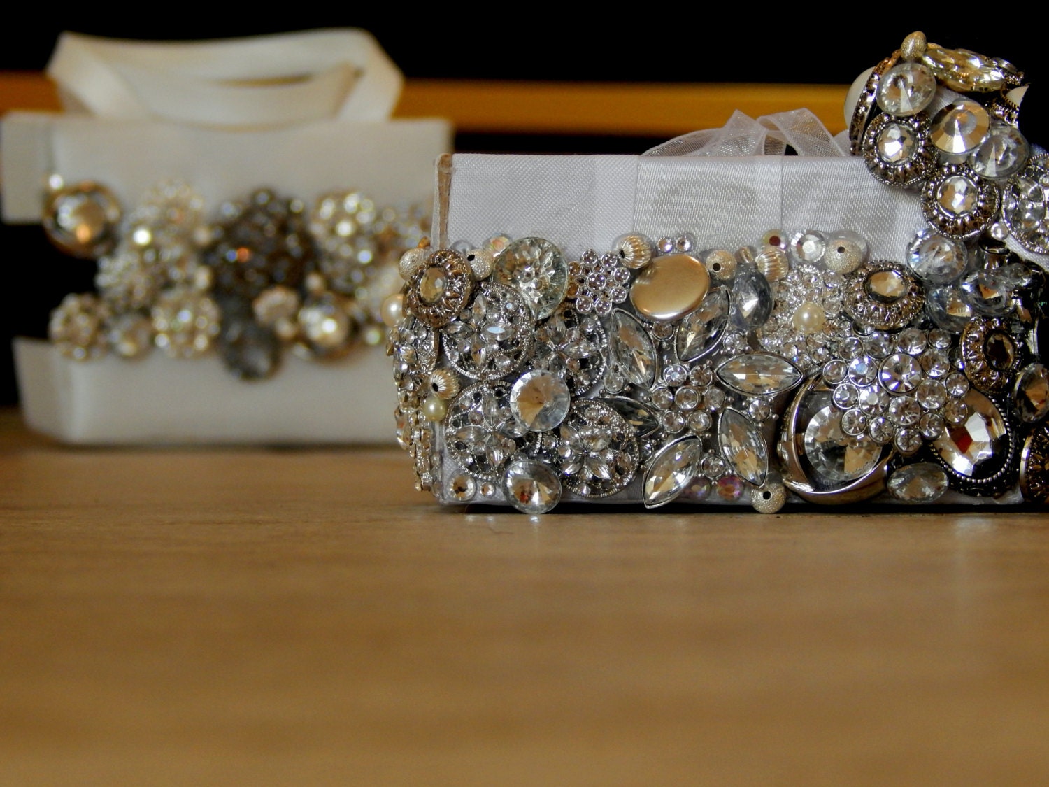 Bling Jeweled Flower Girl Basket -White or Ivory
