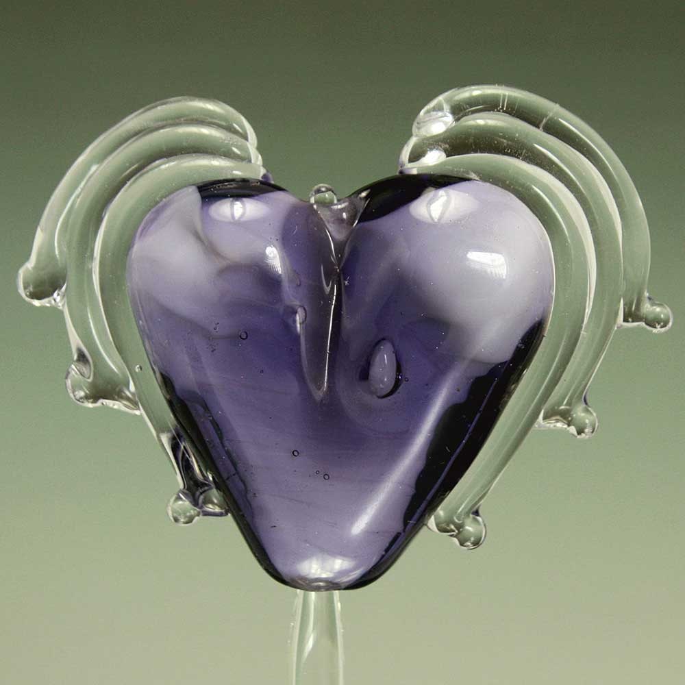 Made To Order, Purple Winged Heart Lampwork Glass Bead