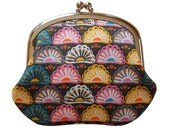 Coin purse with pastel fans on gray