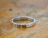 Personalized name ring Sterling silver hammered ring
