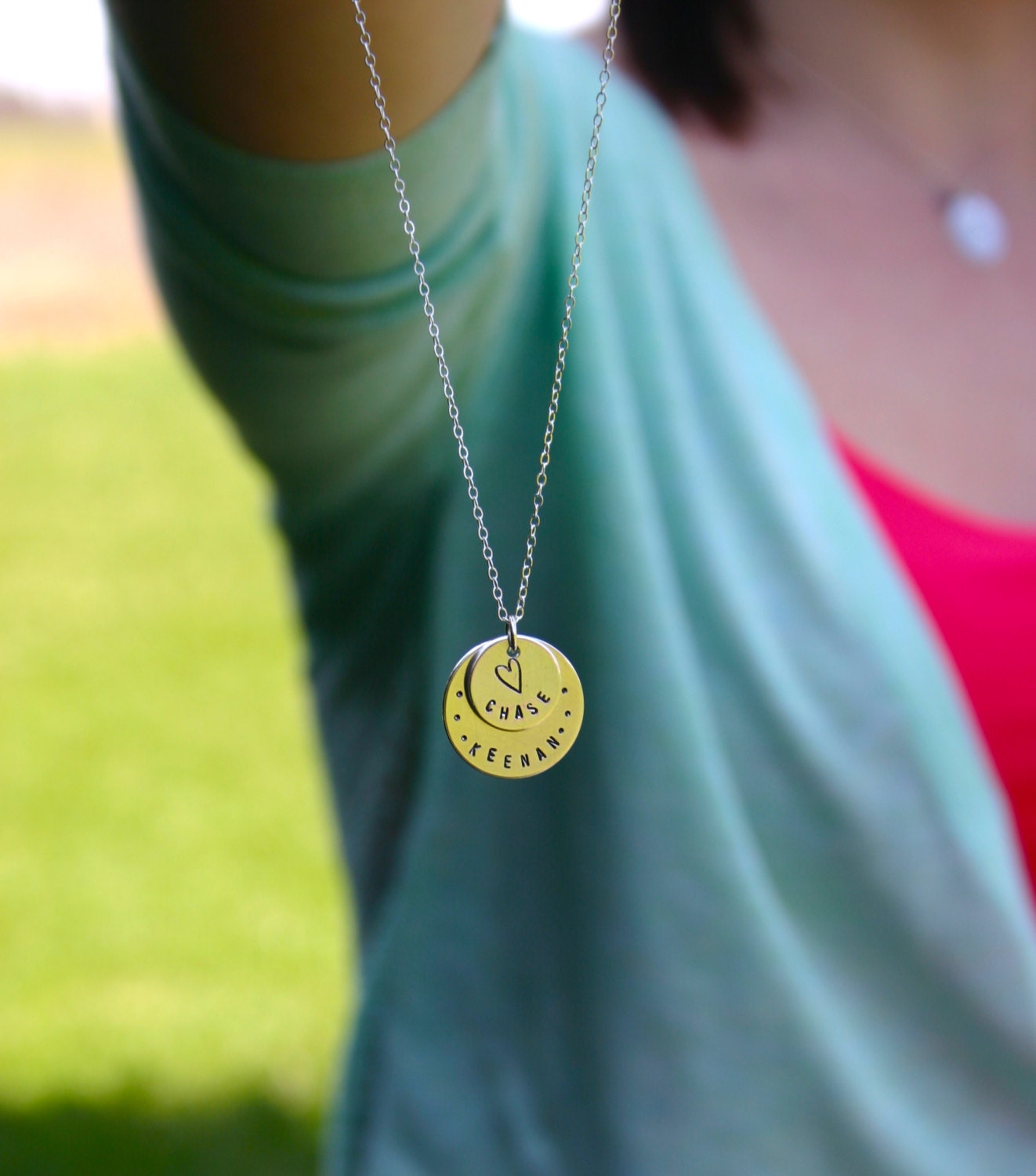 Personalized necklace - two name mothers necklace with heart