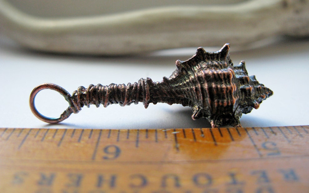 Electroformed Fasciolaria Sea Shell aka Tulip Spindle Marine Science Botanical New Crop Electroformed Component SRA