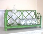 Vintage Wicker Wall Shelf - Apple Green