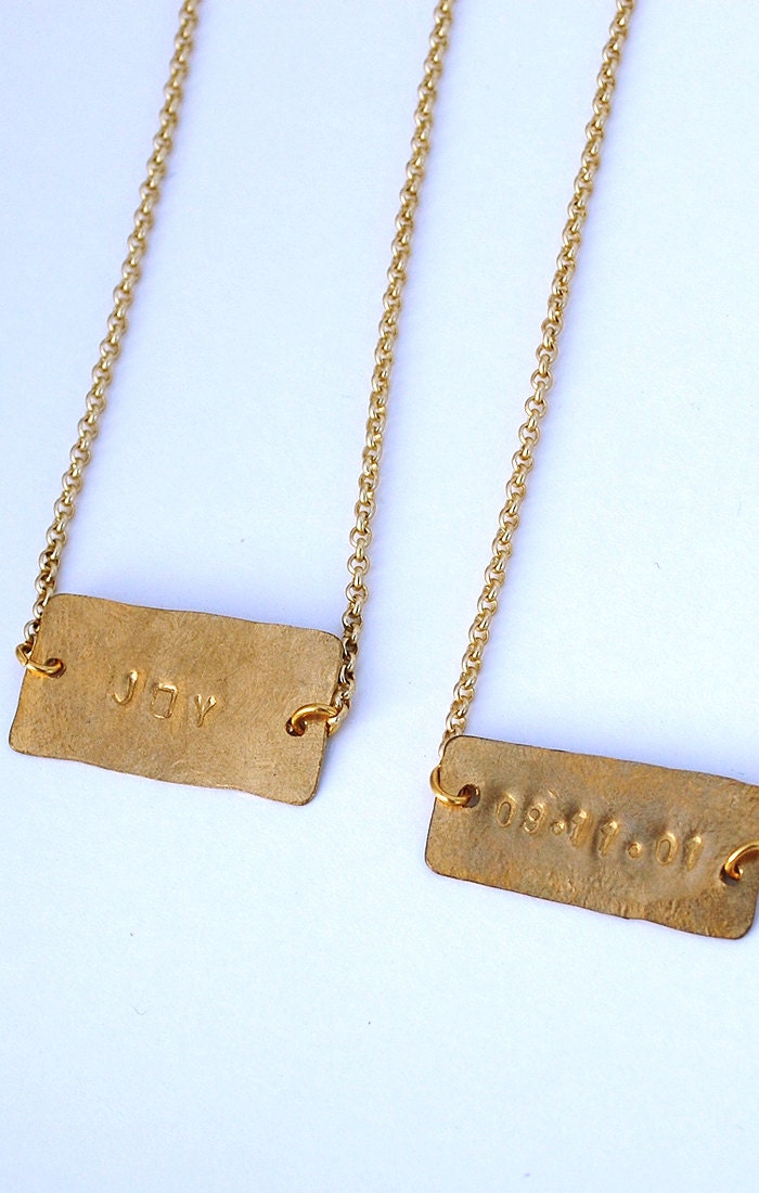 custom date or name necklace gold filled chain