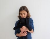 Rico the Dog Doll Eco Friendly Upcycled Merino Wool sweater Soft Heirloom Unique Black bubynoa Best Friend
