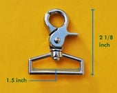 FREE SHIPPING--Heavy Duty High Quality 10 of 1.5 inch Inside Loop End Large Silver/Nickel Swivel Clasps Hooks