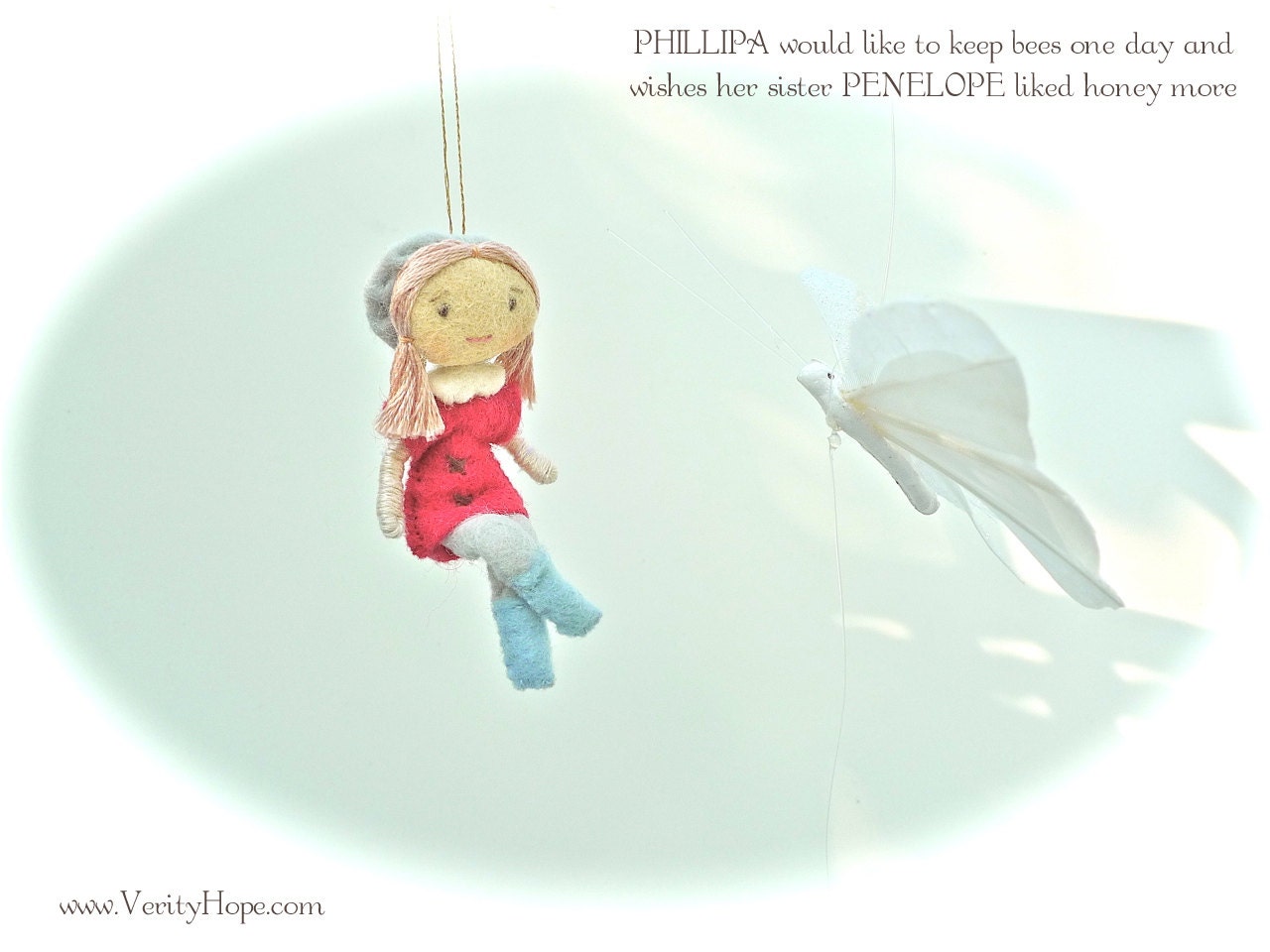 Phillipa miniature ornament doll. Friend of Verity Hope