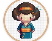 GEISHA GIRL IZUMI: a pixel art counted cross stitch pattern - digital download - printable pdf file