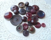 Assorted Burgundy, Wine, and Plum Colored Plastic Vintage Buttons