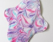 Organic Bamboo Velour Mama Cloth Pad With Wings .. 10 inches Regular Flow ..  Soft Swirl Dyed