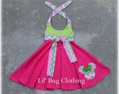 Custom Boutique Clothing Lime PInk  Chevron Minnie Mouse  Comfy Knit Summer Dress 12m 18m 2T 3T 4T 5T 6 7 8 9/10 Girl
