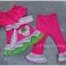Chevron Minnie Mouse Lime Pink Knit Peasant Top And Knit  Pant Tulle Outfit