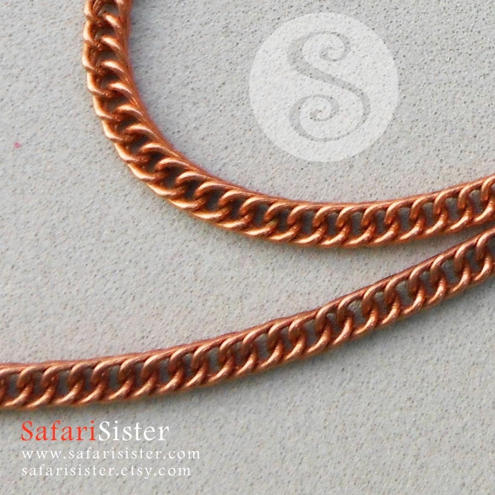 HOT 3 Feet Solid Copper Curb Chain, Necklace, Jewelry Findings, Supplies