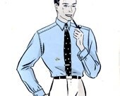 Vintage 1930s Original Mens Shirt Pattern- 15 inch Neck- Hollywood 666