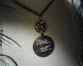 French Irridescent La Mure Rose Window Necklace