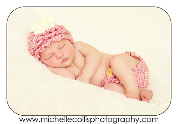 Baby Photo Prop Hat &  Diaper Cover - Newborn Photography Porps - Hand Crochet Choose your size and color