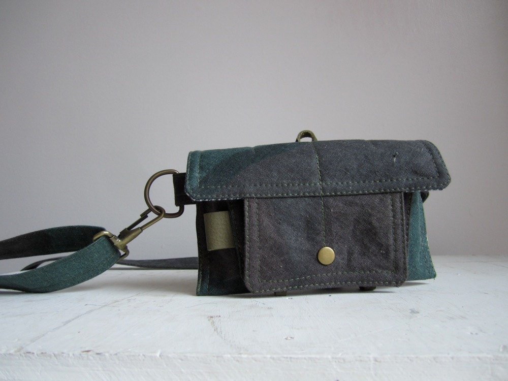 WWII Era Utility Belt Bag Recycled Marines Canvas hands free adventure Olive Drab Military Canvas iphone case