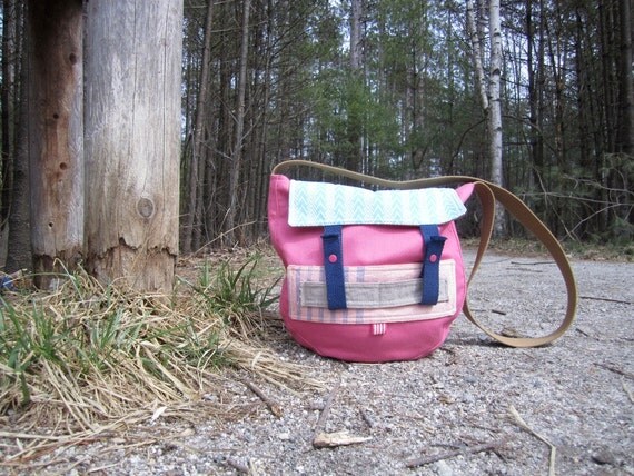 Pink and Plaid Hobo Messenger Satchel