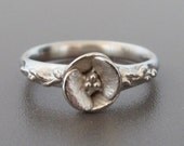 A 14K White-Gold Poppy - Sample Sale, One-of-a-Kind Original - TINY SIZE (Size 4.25) - Solid White Gold Ring