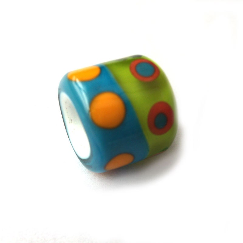 Dreadlock Dots Colorful Handmade Lampwork Focal Bead SRA