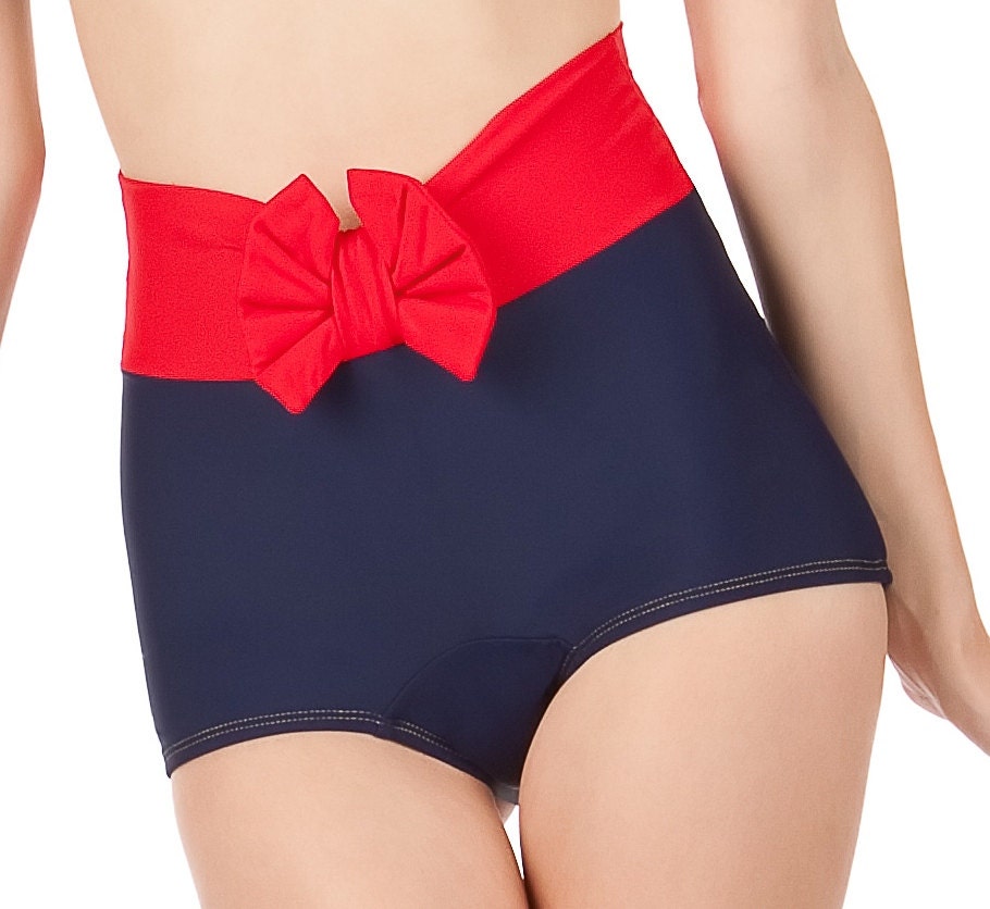 KATY High Waist Bow Retro Bikin Bottoms Sizes S, M, L, XL