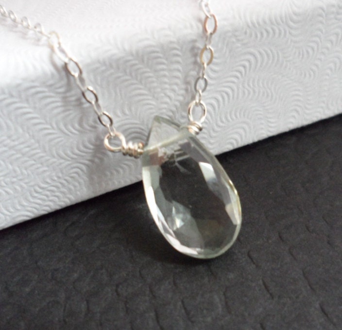 Prasiolite Necklace -  Green Amethyst Solitaire In Sterling Silver - February Birthstone, Brthday Gifts, Below 20 Dollars Gift