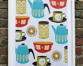 Retro Kitchen - limited edition hand printed screen print
