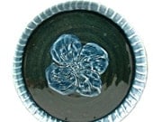Black Mountain Stoneware Plate - Textured Clay Platter - Porcelain Flower - Handmade Ceramic Wall Art - Wheel Thrown Pottery - Ships Today