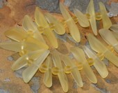 Desert Gold Sea Glass Fish Bone Beads - 20 pieces - Beach Glass with 4mm Rounds