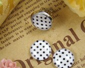 SALE - 10% OFF - 10pcs 12mm Handmade Glass Cabochons - Dot Collection BCH011N