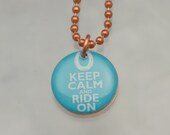 Handmade Copper Horse Charm Pendant Necklace Upcycled Repurposed Penny- Ride On Blue - Womens Jewellery