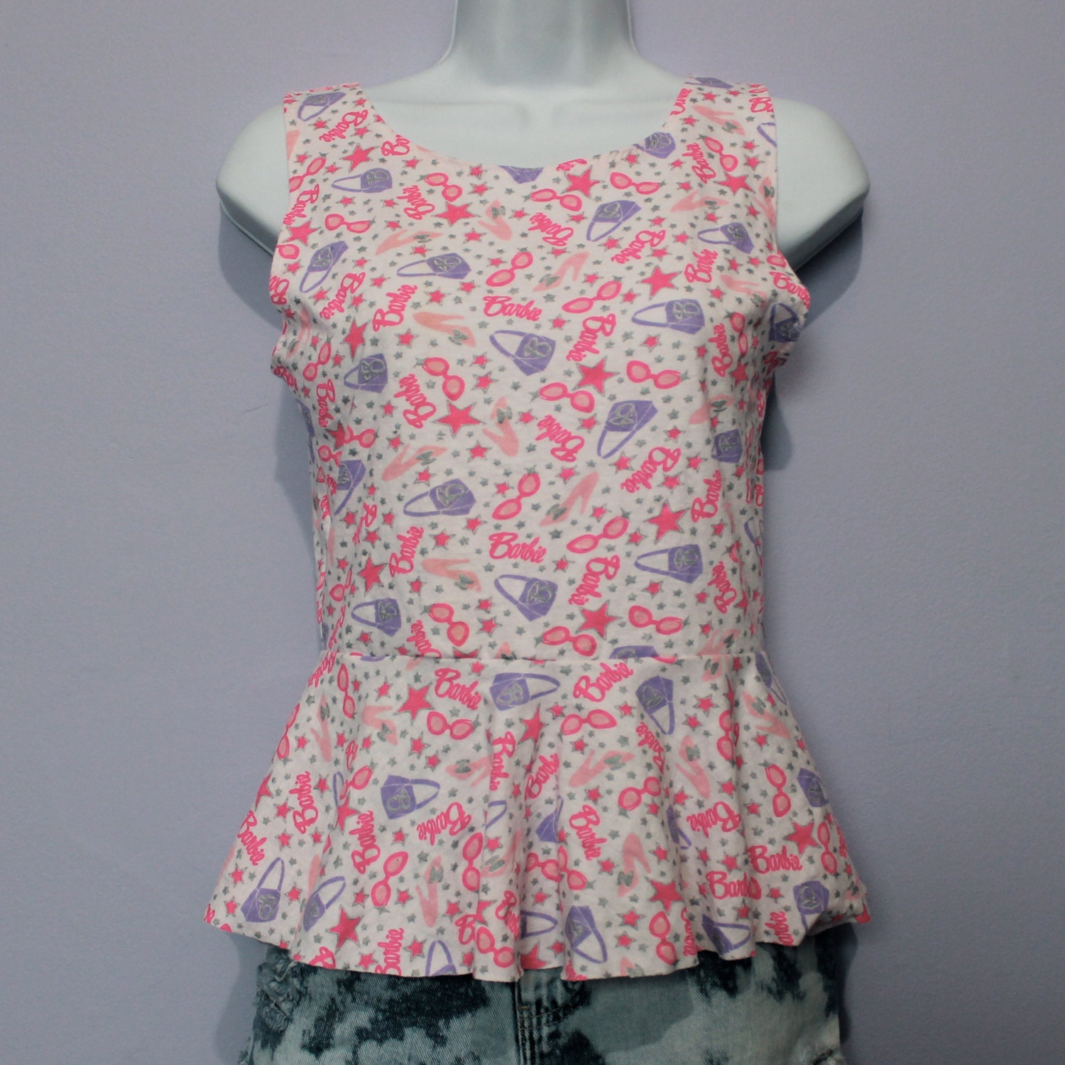 barbie plunge back peplum top