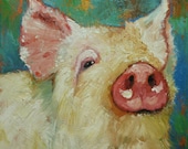 Pig painting 44 12x12 inch original oil painting by Roz