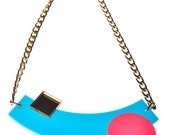 Turquoise Geometric  Necklace,Plexiglass Jewelry,Statement Jewelry,Choker,Lasercut Acrylic