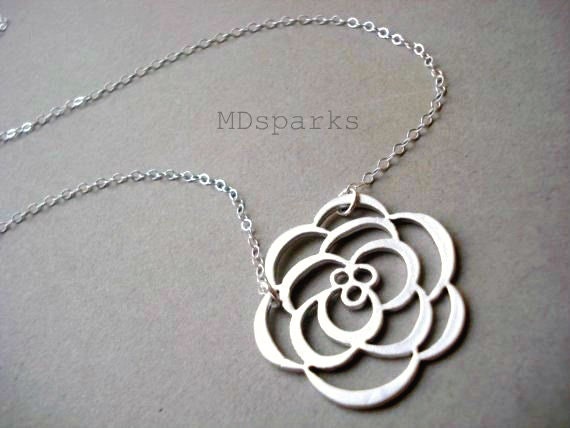 Silver Rose Necklace