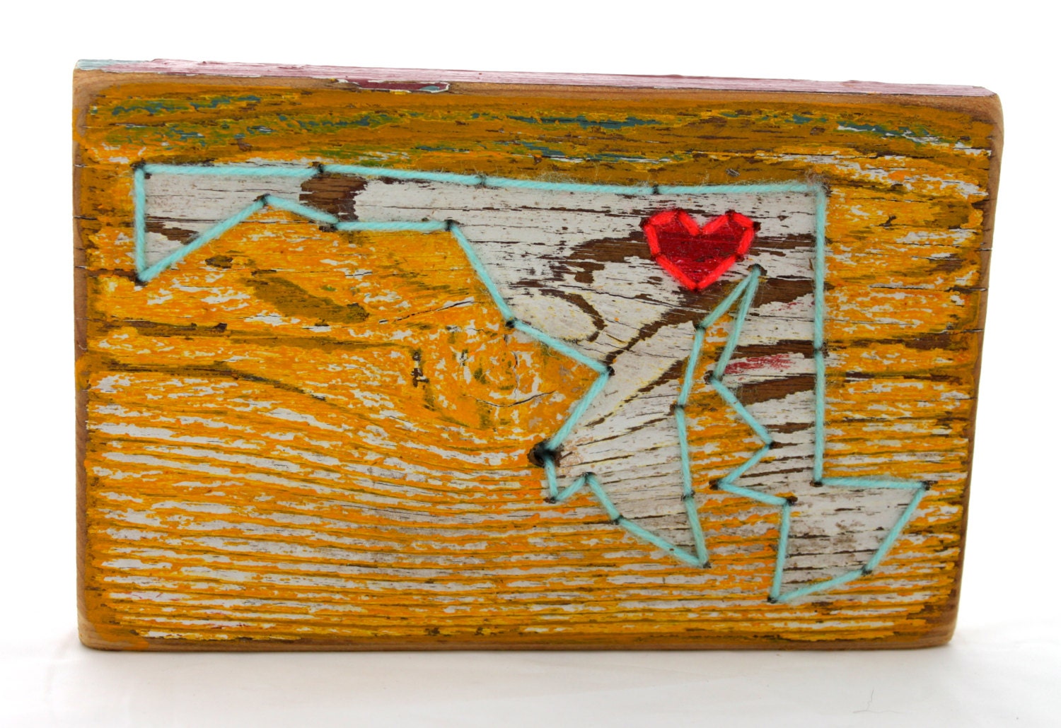 Maryland Mini Town Love YOU PICK COLORS Stitched Reclaimed Wood Art